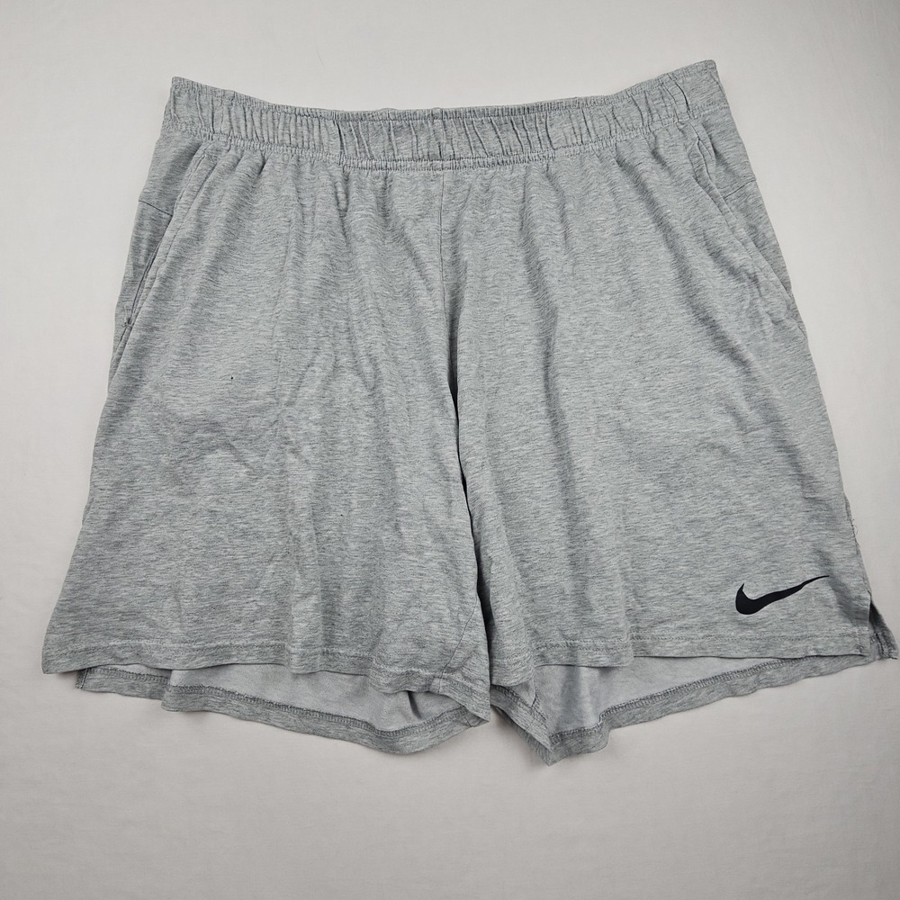 Nike Dri-FIT Training Shorts Men's XXL Gray Gym Pockets Cotton Blend